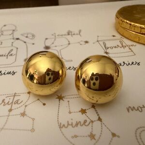 Shiny Gold Dome Stud Statement Earrings
